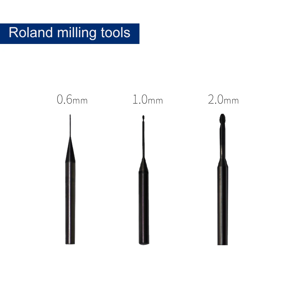 Dental Lab Milling Machine Burs 3 Pieces/Lot for Roland  0.6mm/1.0mm/2.5mm Cad Cam Cutting Tool