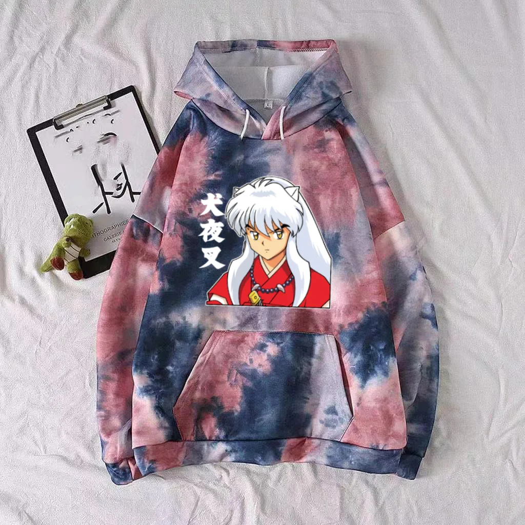 

Uniex Hot Anime Hoodie InuYasha Pullovers Tops Fashion Tie-dye Cloth