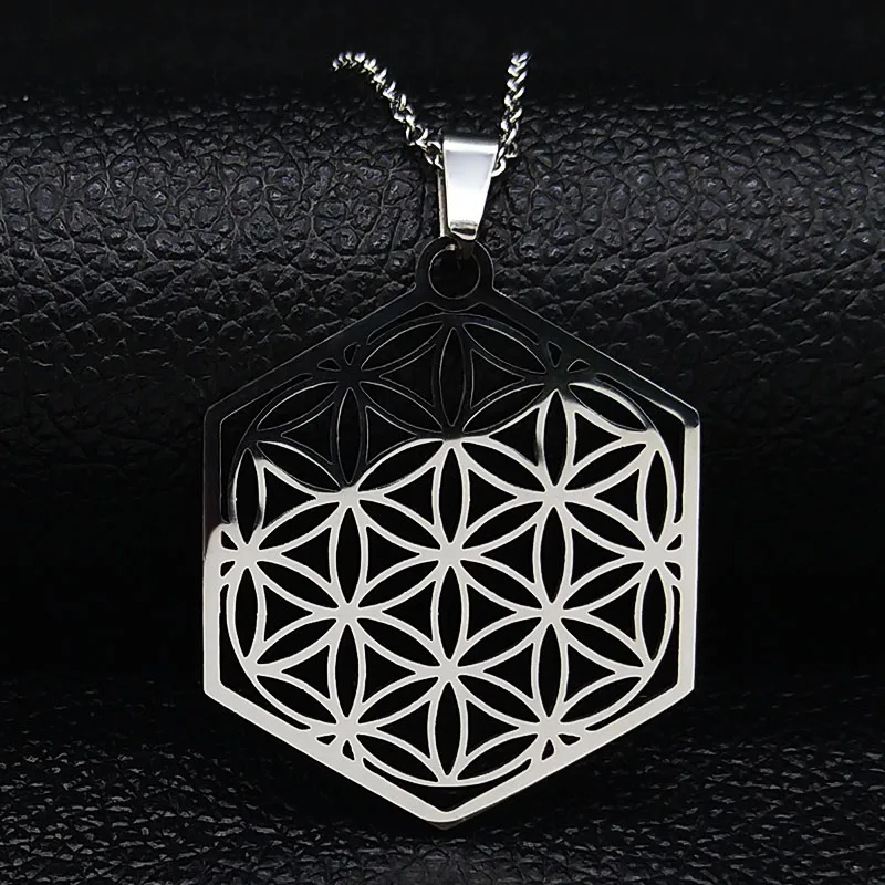 2021 модное геометрическое ожерелье с цветком жизни из Нержавеющей Стали Цепочка