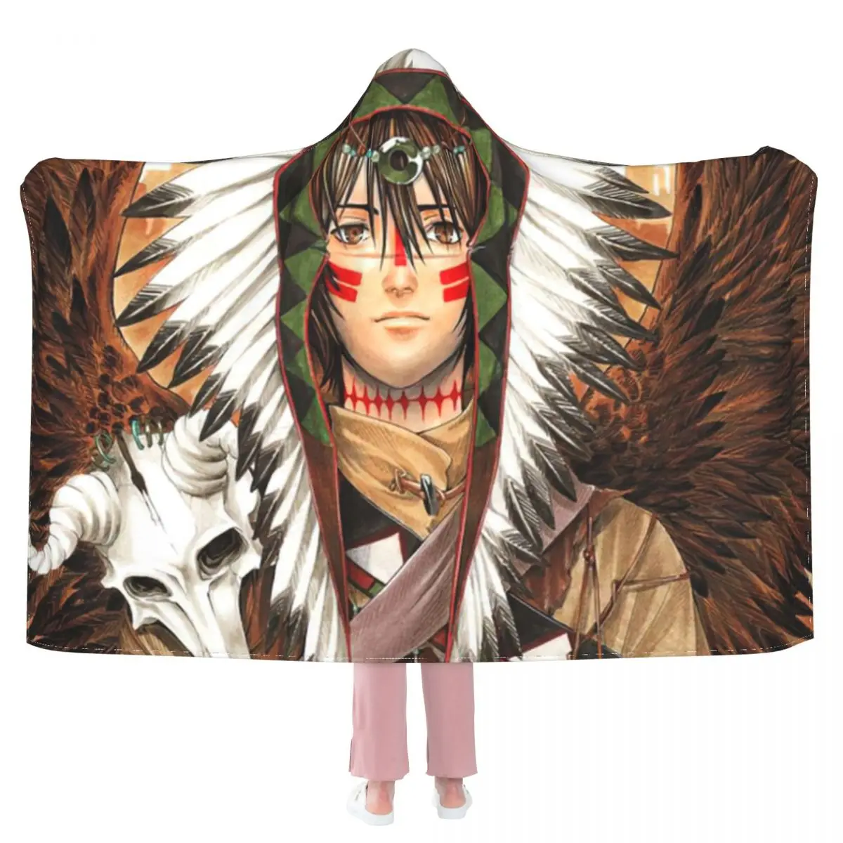 

'Indian' Hooded Blanket 3D full print Wearable Blanket Adults Kids style