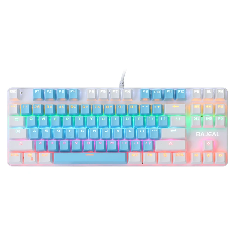 k100 mechanical keyboard two color 87 key green axis mechanical keyboard pink gaming girl keyboard abs wear resistant keycap free global shipping