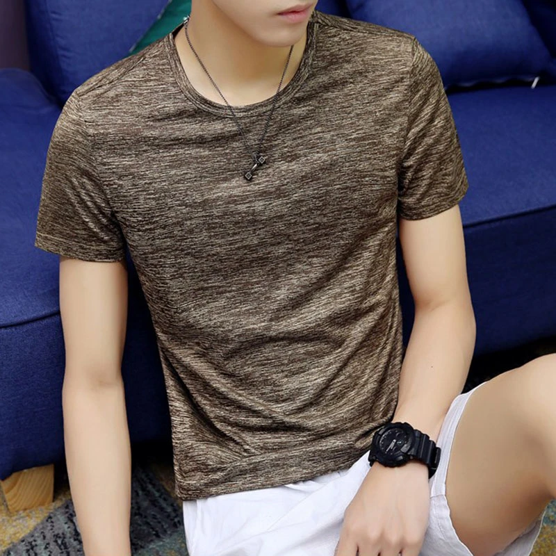 5XL Мужская одноцветная рубашка с коротким рукавом футболка о образным вырезом
