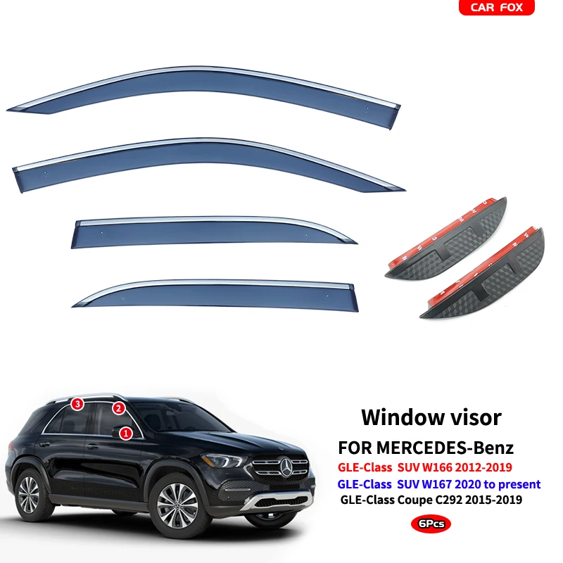 For MERCEDES Benz W166 W167 C292 GLE Coupe 2012 To Today Present Plastic Window Visor Vent Shades Sun Rain Deflector Guard