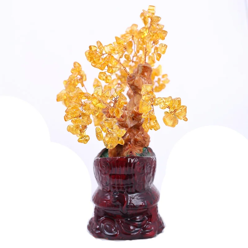 

Feng Shui Yellow Crystal Money Tree Lucky Gifts Creative Home Decorations Ornaments