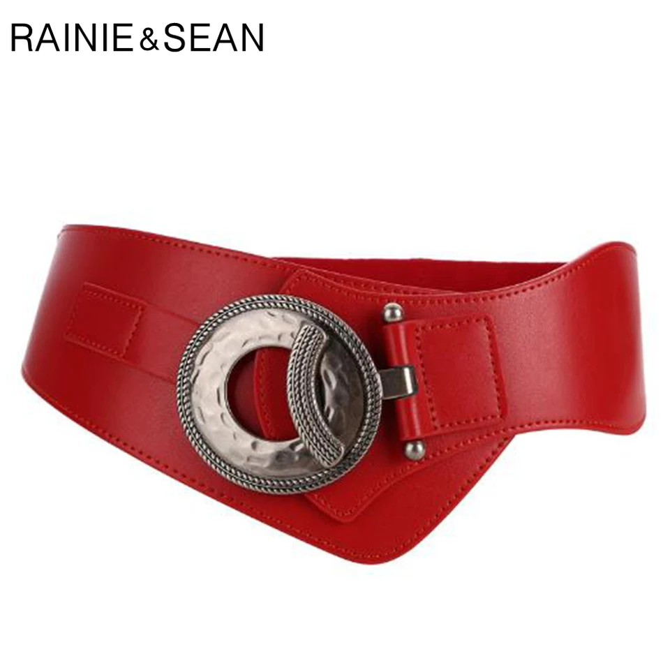 Пояс из натуральной кожи RAINIE SEAN широкий черный ремень коровьей для