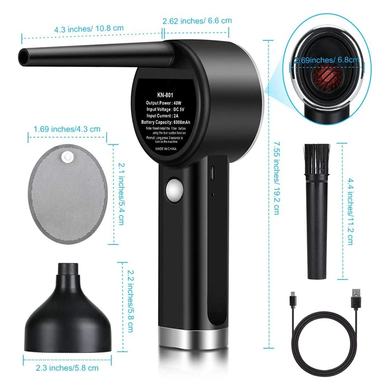 

Cordless Air Duster,Dust Cleaner and Vacuum Electric Air Blower for Cleaning Dust Computer, Replaces Compressed Air Can