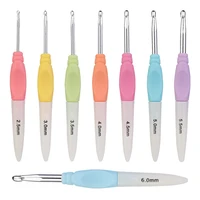 rorgeto 8pcsset crochet hooks set aluminum needles with cover colorful plastic handle knitting kit for sewing crafts stitching