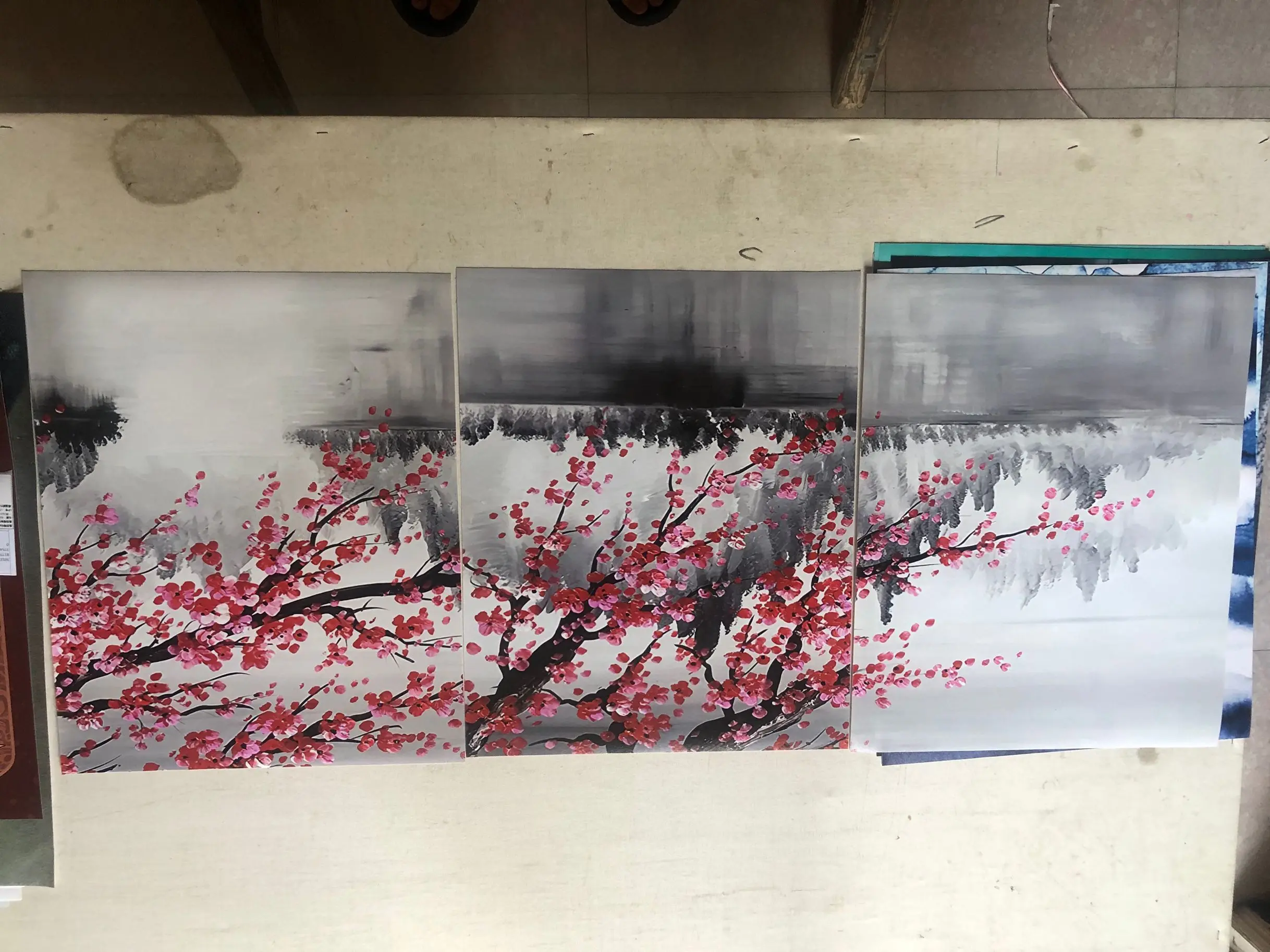 Настенная Картина на холсте в китайском стиле с изображением сливы современные