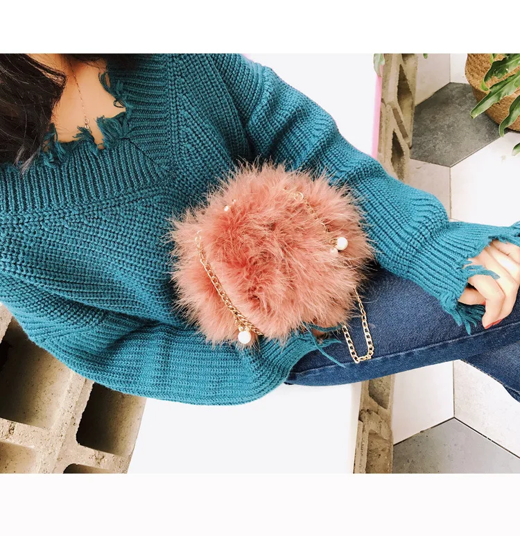 Luxury Designer Fur Purse Women Ostrich Feathers Evening Party Bag Famous Brand Handbag Fall Winter Party Day Cluthes Drop Ship