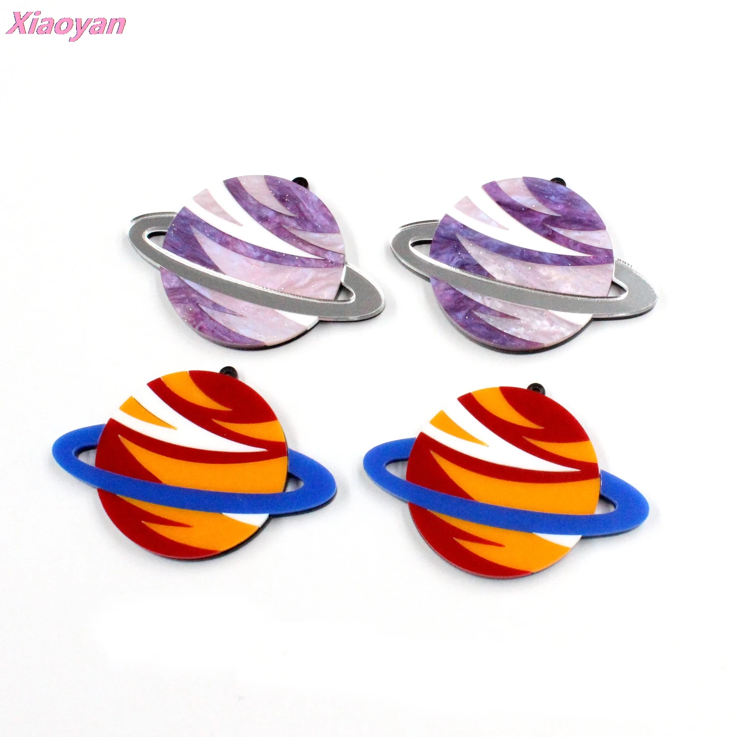 

1pair Saturn Dangle Earrings Space Themed Planet Glitter Acrylic Earrings