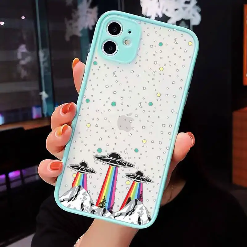 

alien space Aesthetics Cartoon Phone Cases matte transparent For iphone 7 8 11 12 plus mini x xs xr pro max cover