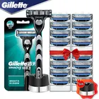 Бритва Gillette Mach 3 для мужчин, футляр для прямого бритья, кассеты с подставкой для безопасного бритья, кассеты для бороды