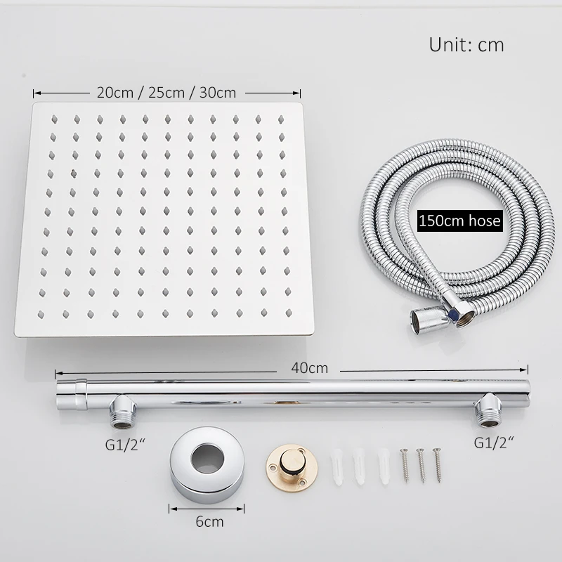 

Chrome Rainfall Shower Faucet Wall Mount Bathroom Shower System Ultrathin Shower Head Shower Arm Shower Hose Shower Kits