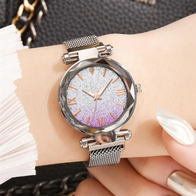 Новое поступление женские часы с магнитной пряжкой и сетчатым ремешком