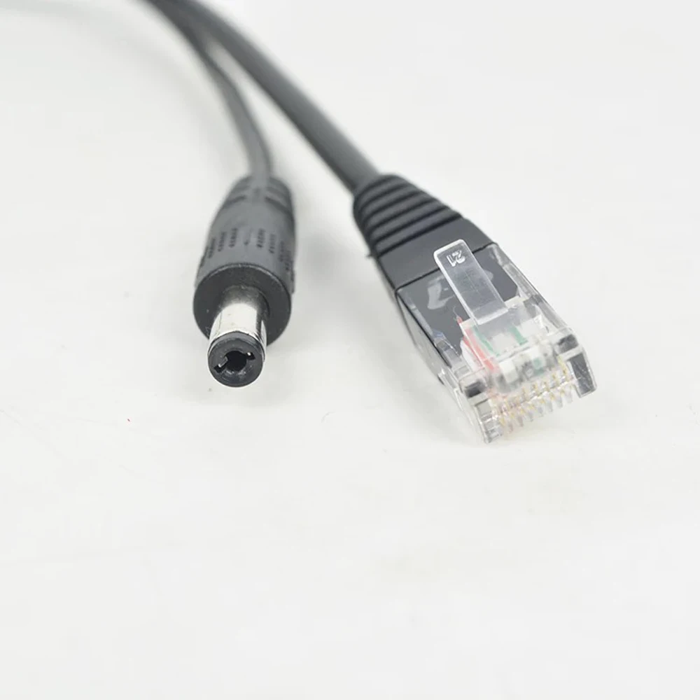 1 pack 2PCS 15W Active PoE Splitter Power Over Ethernet 48V to 12V 1A-2A IEEE802.3af Standard type POE Adapter cable Black color |