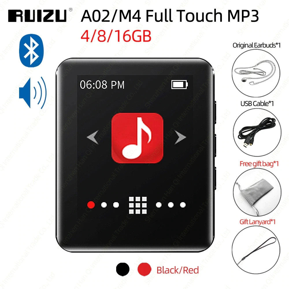 Портативный mp3-плеер RUIZU M4 с сенсорным экраном, MP3-плеер с Bluetooth, поддержка колонок, FM-радио, электронная книга, шагомер, видео - изображение