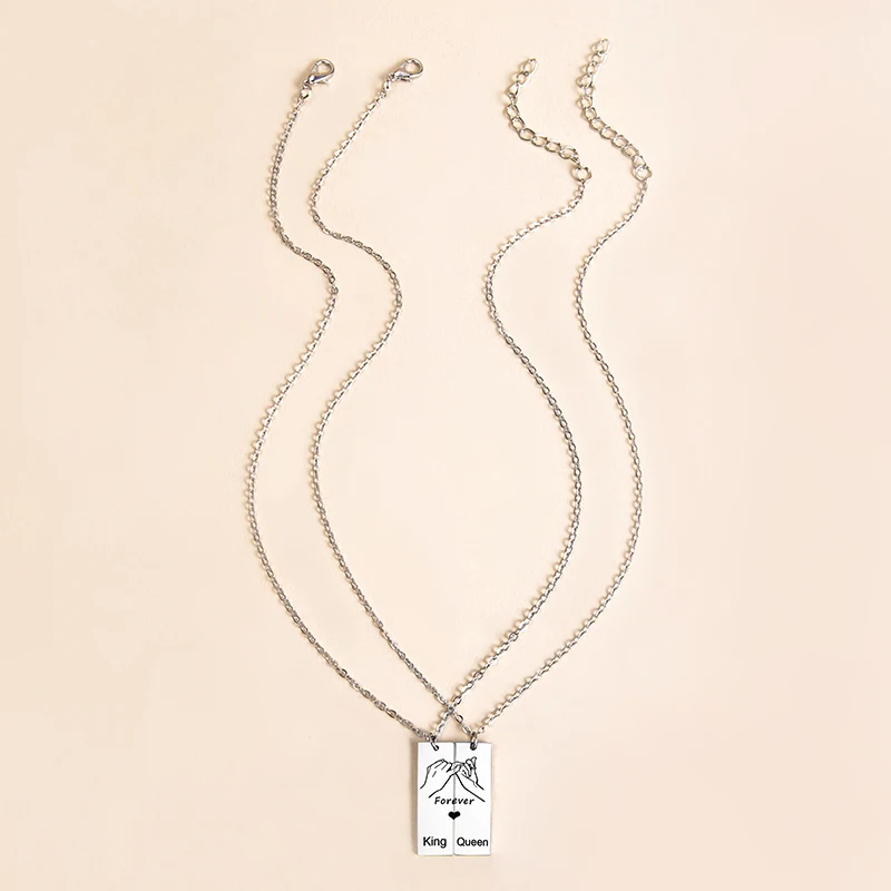 Ожерелье с прямоугольной подвеской из нержавеющей стали для влюбленных 2