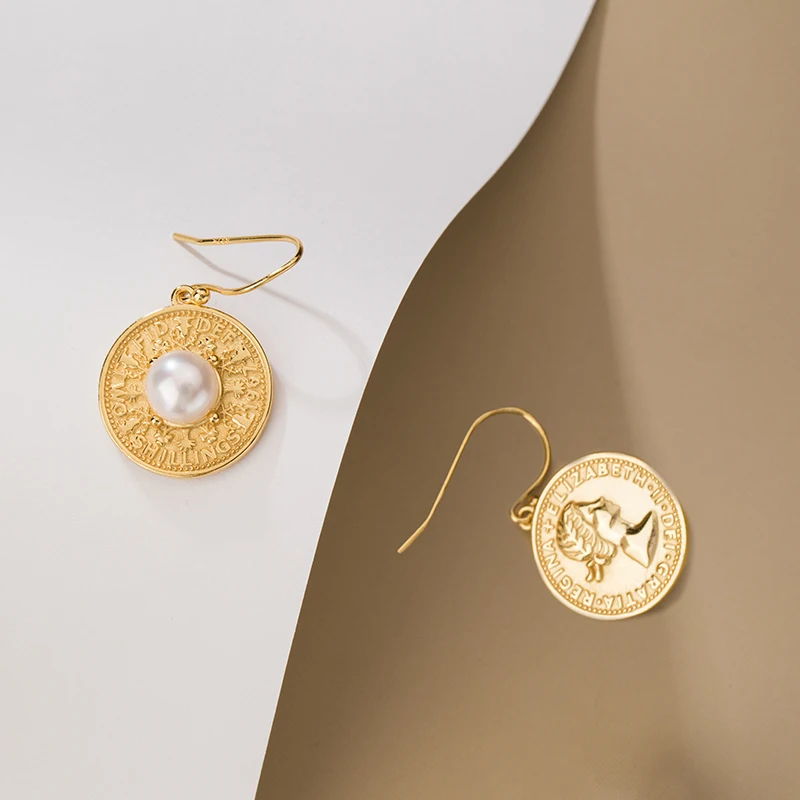 Женские длинные серьги капельки из серебра 925 пробы с пресноводным