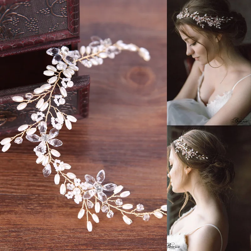 

Whitney 2021 New Collection Women Hair Tiara Pearls with Crystal Beads Accesorios Para el Cabello Свадебные аксессуары для волос