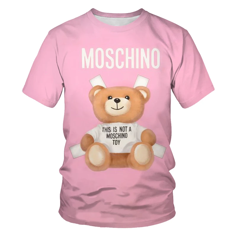 

Harajuku spring and summer 3D printing men's women's children's bear Princess cute cartoon character Casual Short Sleeve
