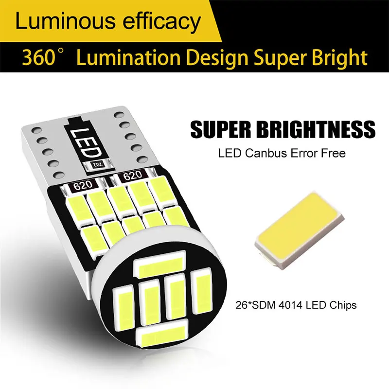 10 шт. автомобисветодиодный светодиодные лампы T10 LED W5W Canbus 4014 26 SMD | Автомобили и