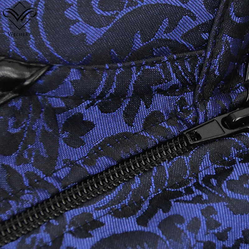 Wechery Overbust Blue Corset Top Women Bustier Party Clothing V Neck Bodice Steampunk Corselet Black Gothic Costumes Plus Size