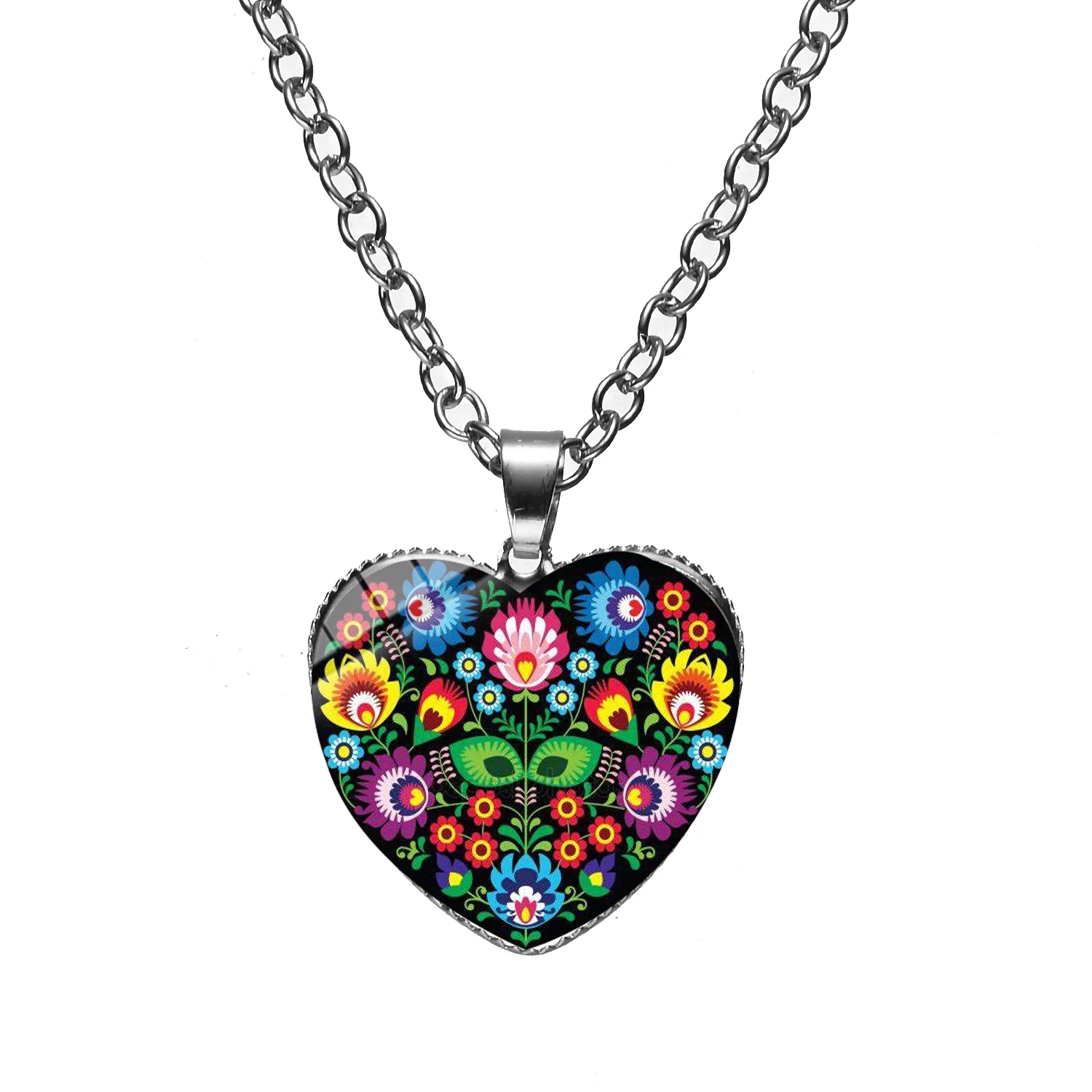 2019 очаровательное польское ожерелье с узором народного искусства дизайн сердца