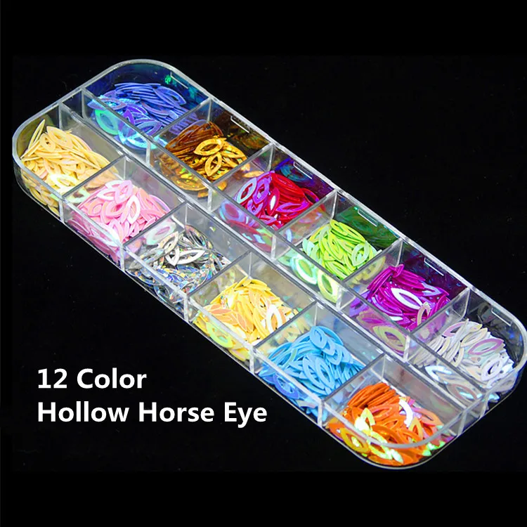 

1 Box Dazzling Nail Glitter Sequins Mixed 12 Grids star hollow heart shape DIY Charm Decorations Manicure Tools