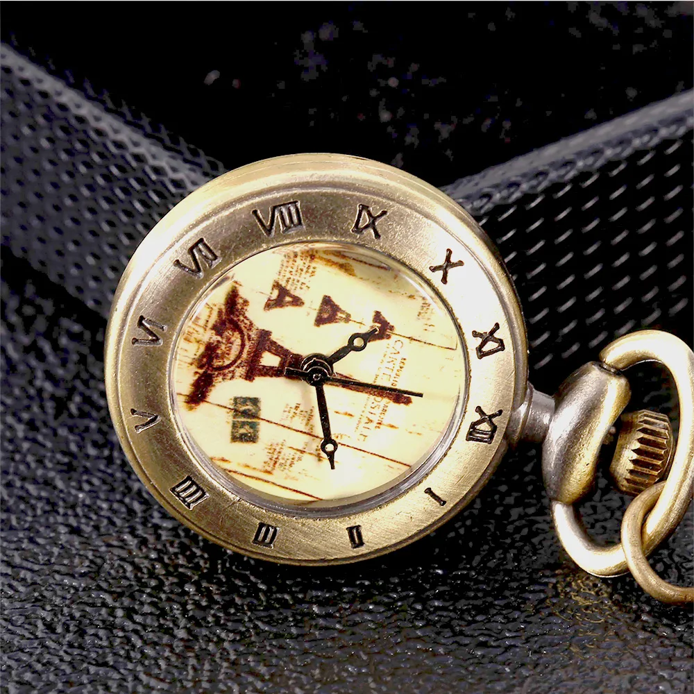6100 медные прозрачные креативные большие карманные часы желтого цвета в стиле