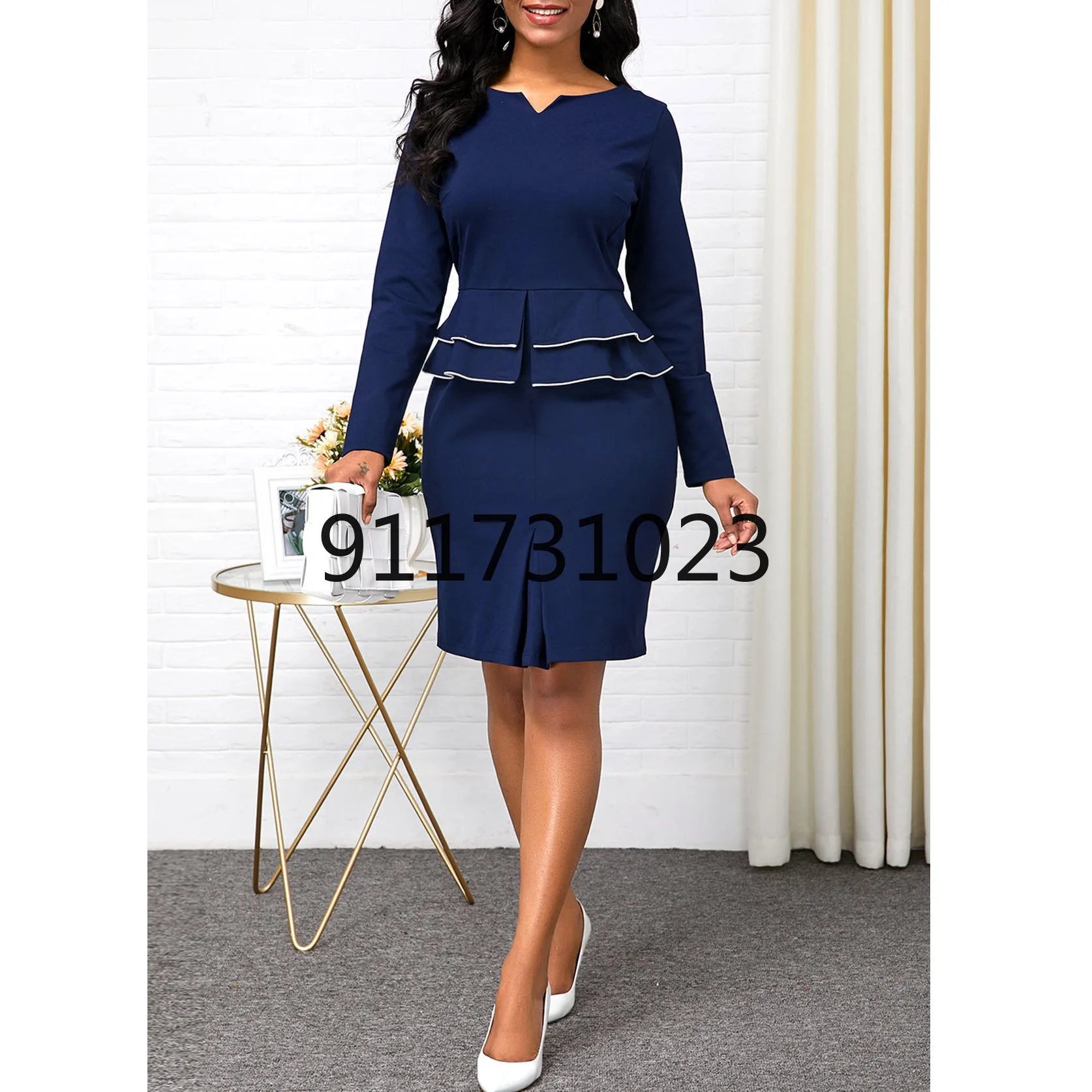 Женский комплект из двух предметов элегантный топ с длинным рукавом и V-образным