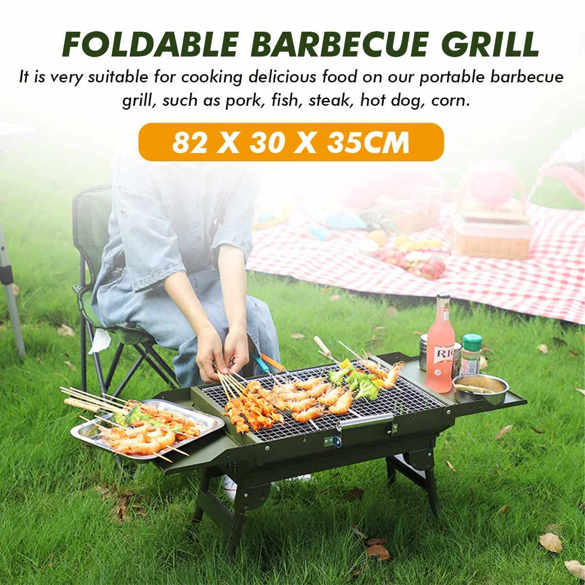 

Уличная Складная подставка для барбекю, гриля, плиты для кемпинга, портативный угольный гриль для барбекю, аксессуары для приготовления пищ...