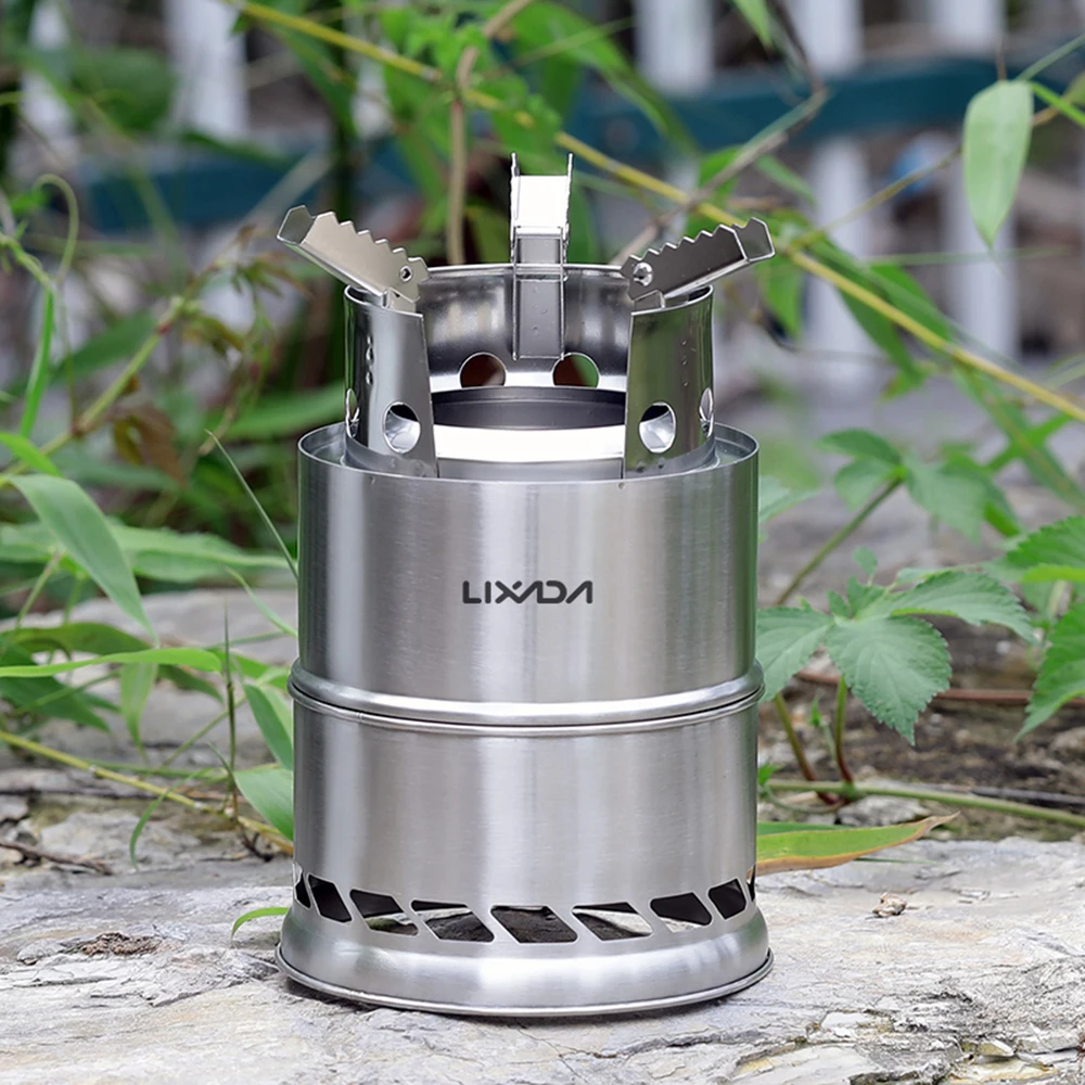 

Camping Stove Outdoor Windproof Wood Burning Stove Firewood Burners Portable Folding Stainless Steel Cooking Stove Equipment