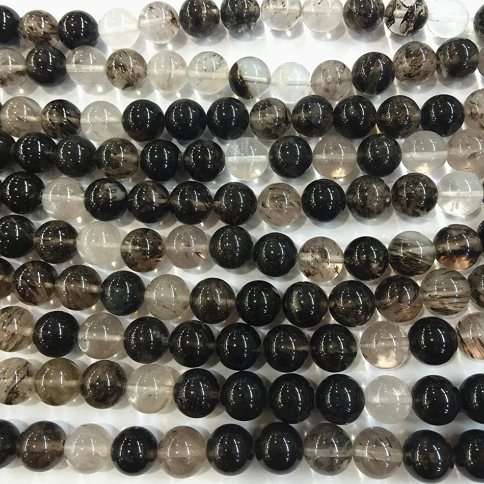 

Free shipping elegant crystal black tourmaline stone jasper 8mm new fashion women diy jewelry round loose beads 15inch MY4625