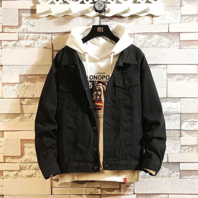 

Весенняя Мужская куртка большого размера джинсовая куртка Облегающая джинсовая куртка