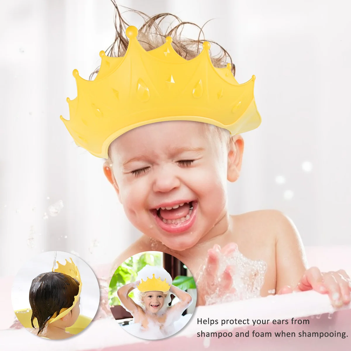 

Baby Shower Cap Adjustable Baby Shower Shampoo Cap Wash Hair Shield Hat for Baby Ear Protection Safe Children Shower Head Cover
