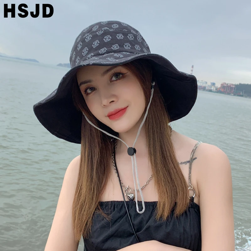Double Sided Foldable Bucket Hat Summer Women Cotton Sun Hats Large Brim Anti-UV Beach Cap Female Holiday Floppy Caps Bonnet