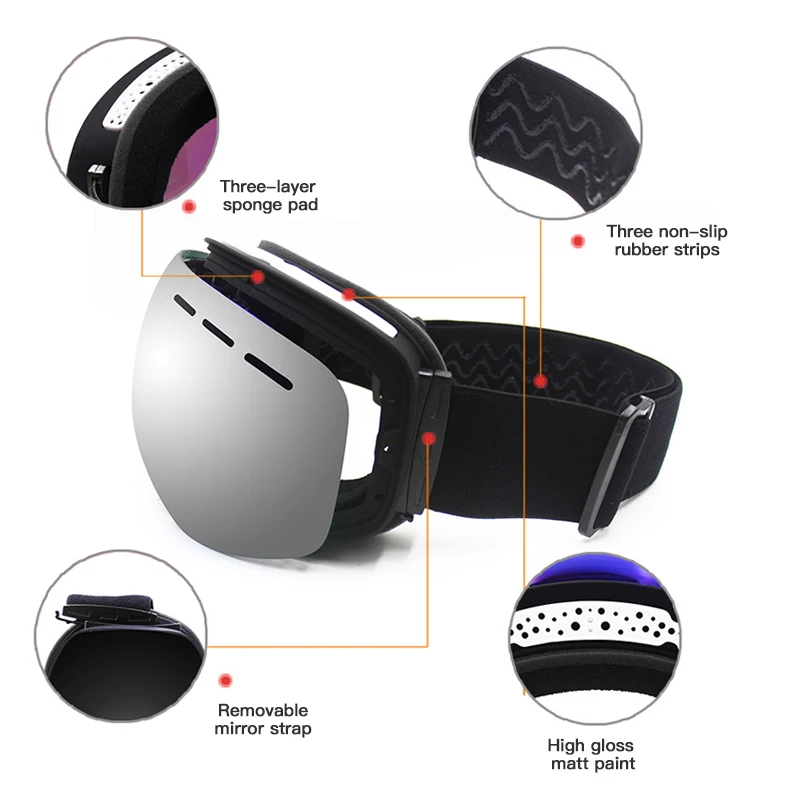 

2021 new Ski Goggles with Quick-change 100% UV400 Protection Anti-fog Snowboard mask for Men Women Skiing Glasses Set