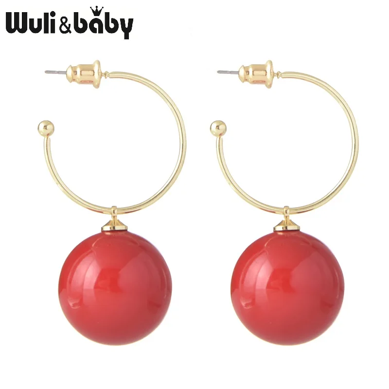 Женские серьги-капли Wuli &amp baby с красным шариком Модные новогодние серьги |
