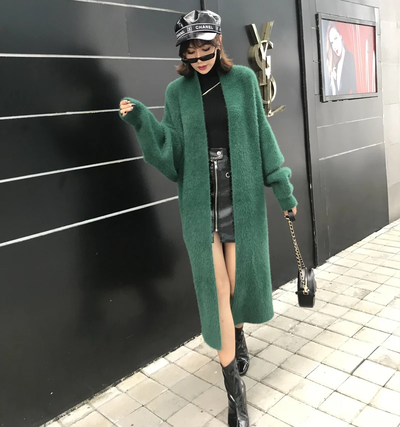 Новинка, мягкие удобные теплые вельветовые пальто большого размера из искусственного меха норки, Тренч, Стильный вязаный кардиган, свитер