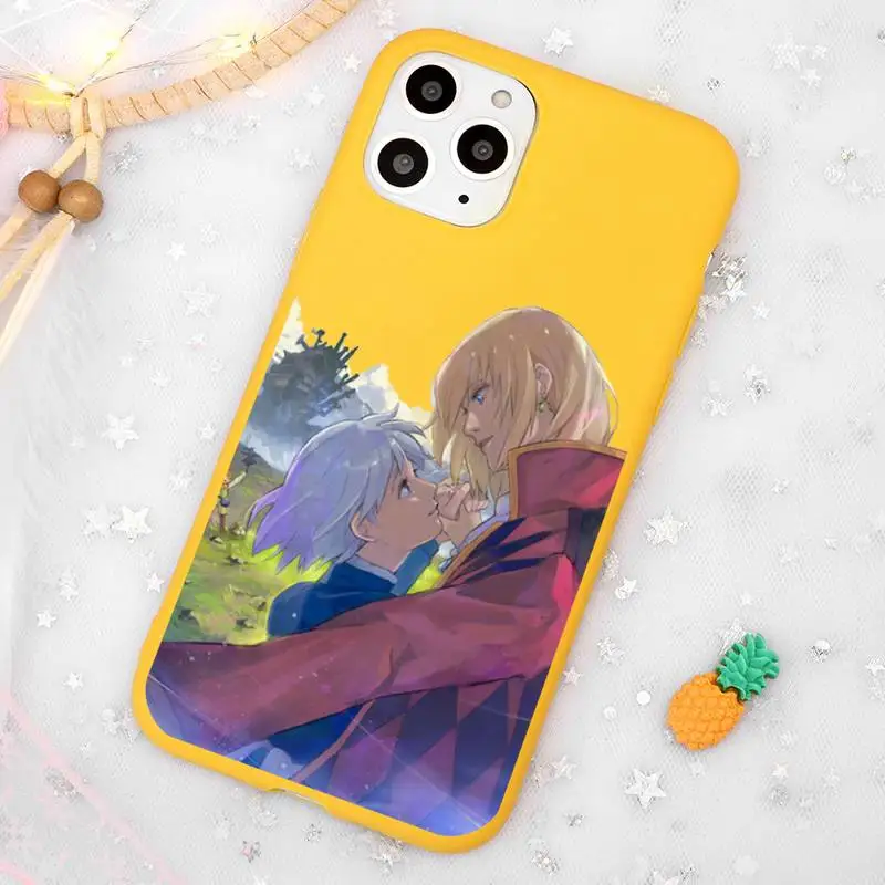 

Halley's moving castle Phone Case Candy Color Yellow for iPhone 11 12 pro XS MAX 8 7 6 6S Plus X 5S SE 2020 XR