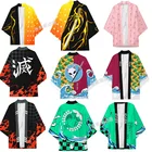 Новый кардиган, кимоно для косплея демонов из японского аниме, Женская куртка, рубашка, Аниме Костюм, плащ, футболка