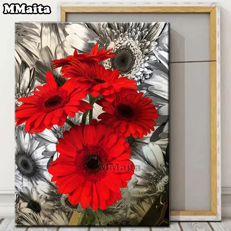 

Черно-белая алмазная живопись «сделай сам», вышивка крестиком, красная Бриллиантовая вышивка, полная квадратная/круглая стразы, подарок ...