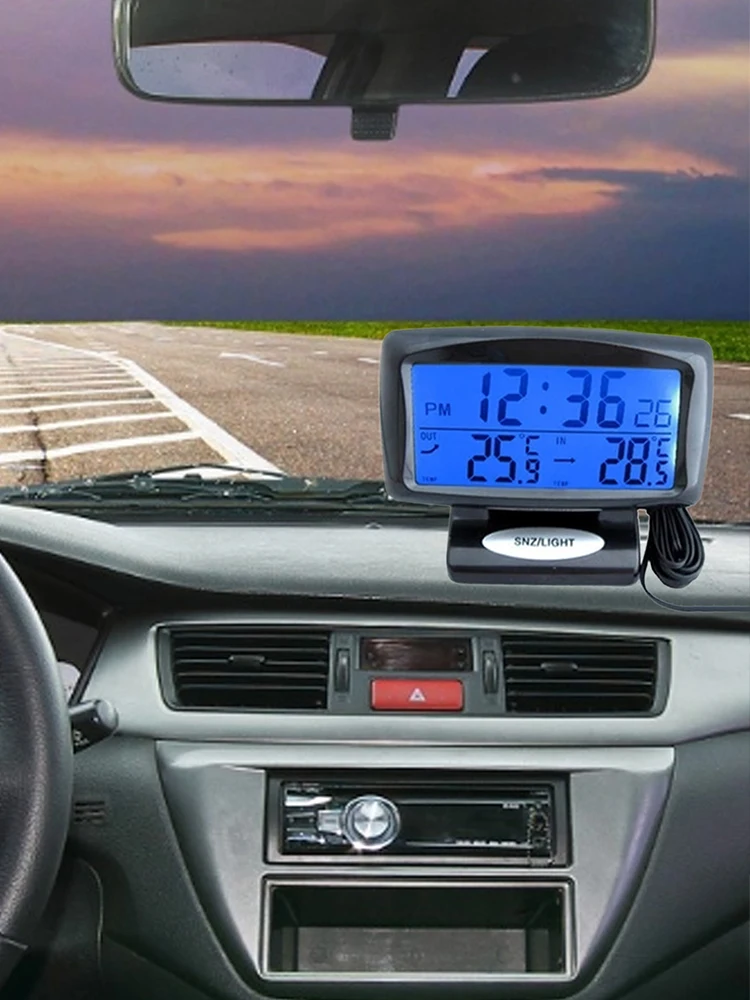 Автомобильный термометр 2 в 1 цифровые часы автомобильные световой Дисплей