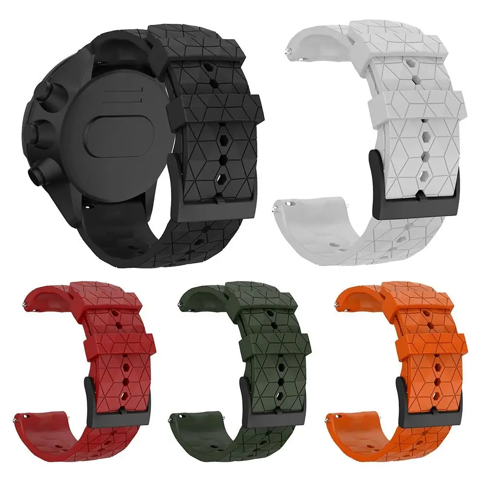 

24mm Replacement Silicone Soft Watchband Wrist Strap for Suunto 9 Baro Copper 2020 new Football Pattern Silicone Strap