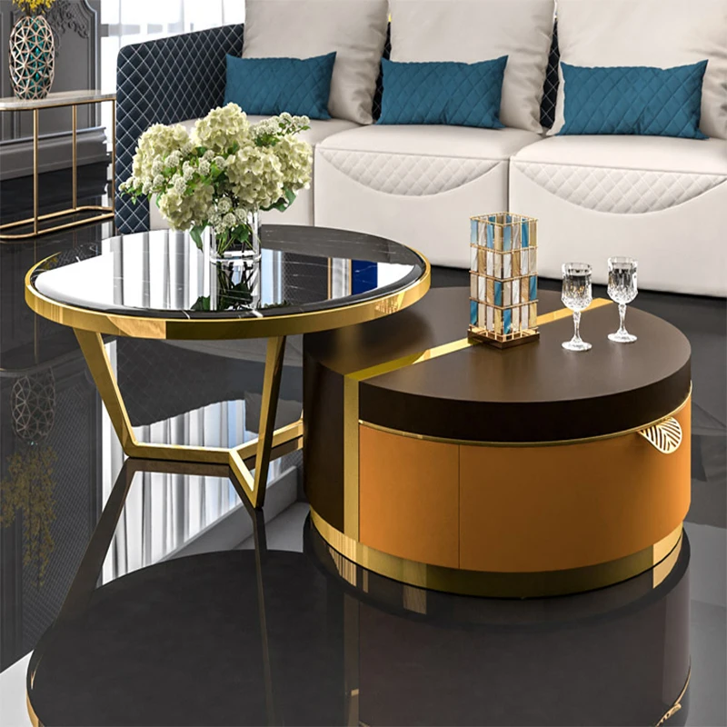 Роскошный овальный мраморный чайный столик в скандинавском стиле светильник