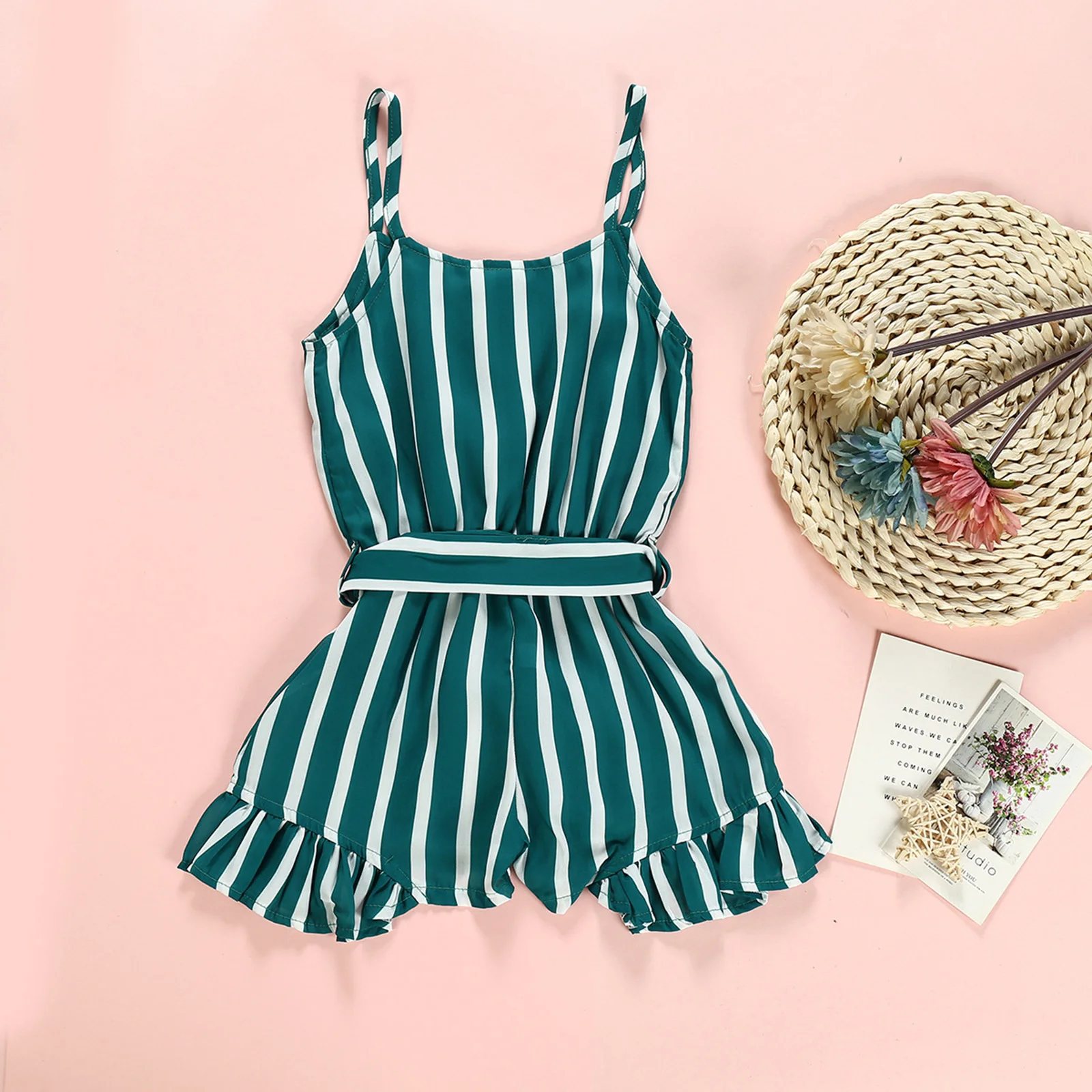 

Toddler Baby Girl Clothes Summer Cotton Sleeveless Strap Stripes Short Romper Jumpsuit Playsuit Girls Overalls Clothes Outfits