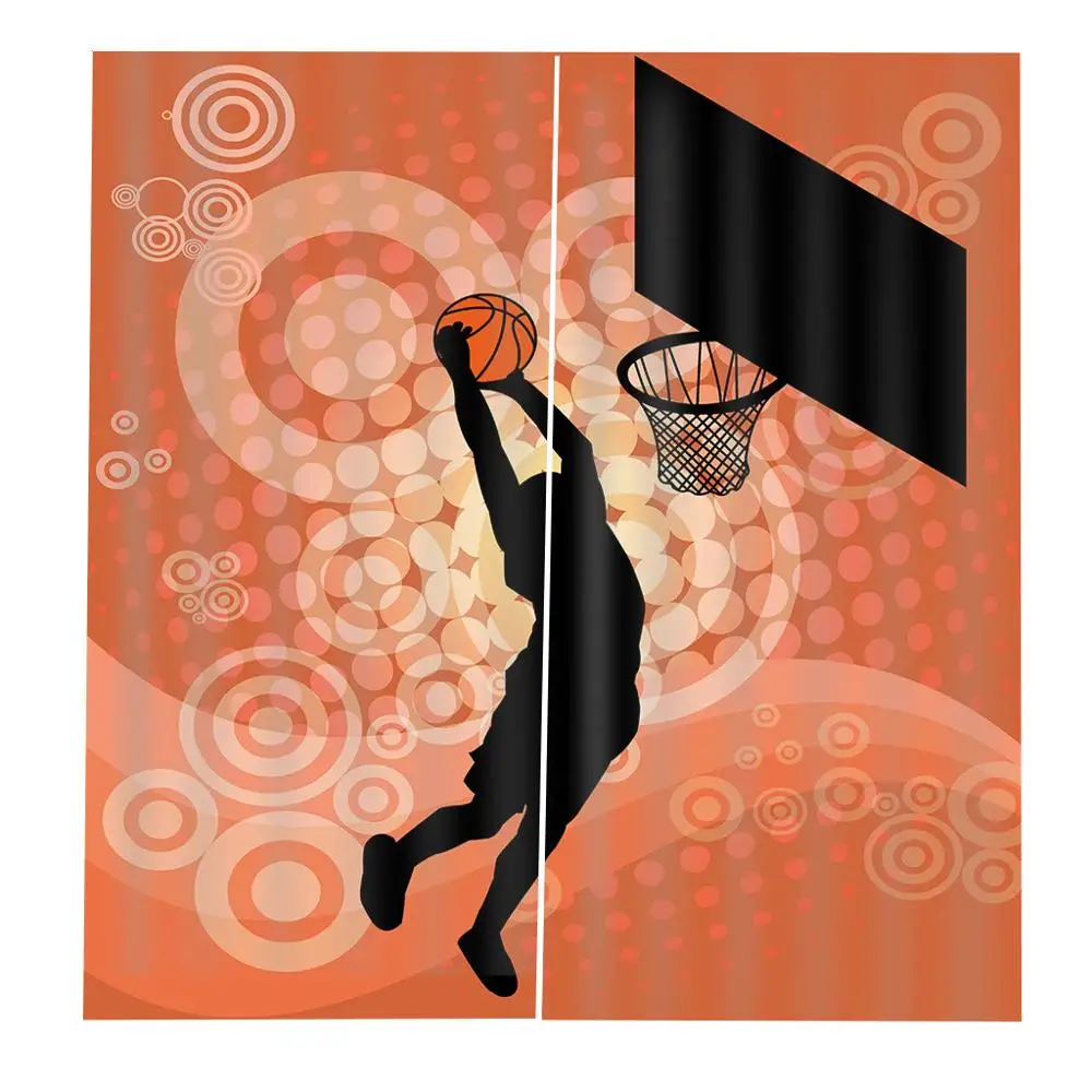 Спортивные шторы для баскетбола большие окна гостиной спальни оранжевый фон