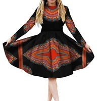 autumn african dresses for women 2019 african dashiki women dress with long sleeves o neck style for wedding party wy3429