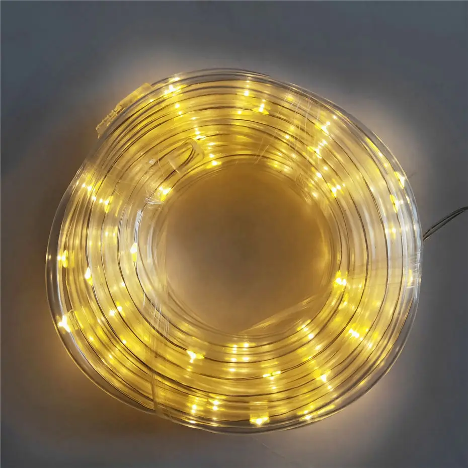 Yellow Tube Light Светодиодный солнечный датчик полосы света Наружное сказочное освещение струна медная проволочная трубка свет уличная гирлянда декоры для сада патио деревья - Испускаемый цвет: Yellow Tube Light