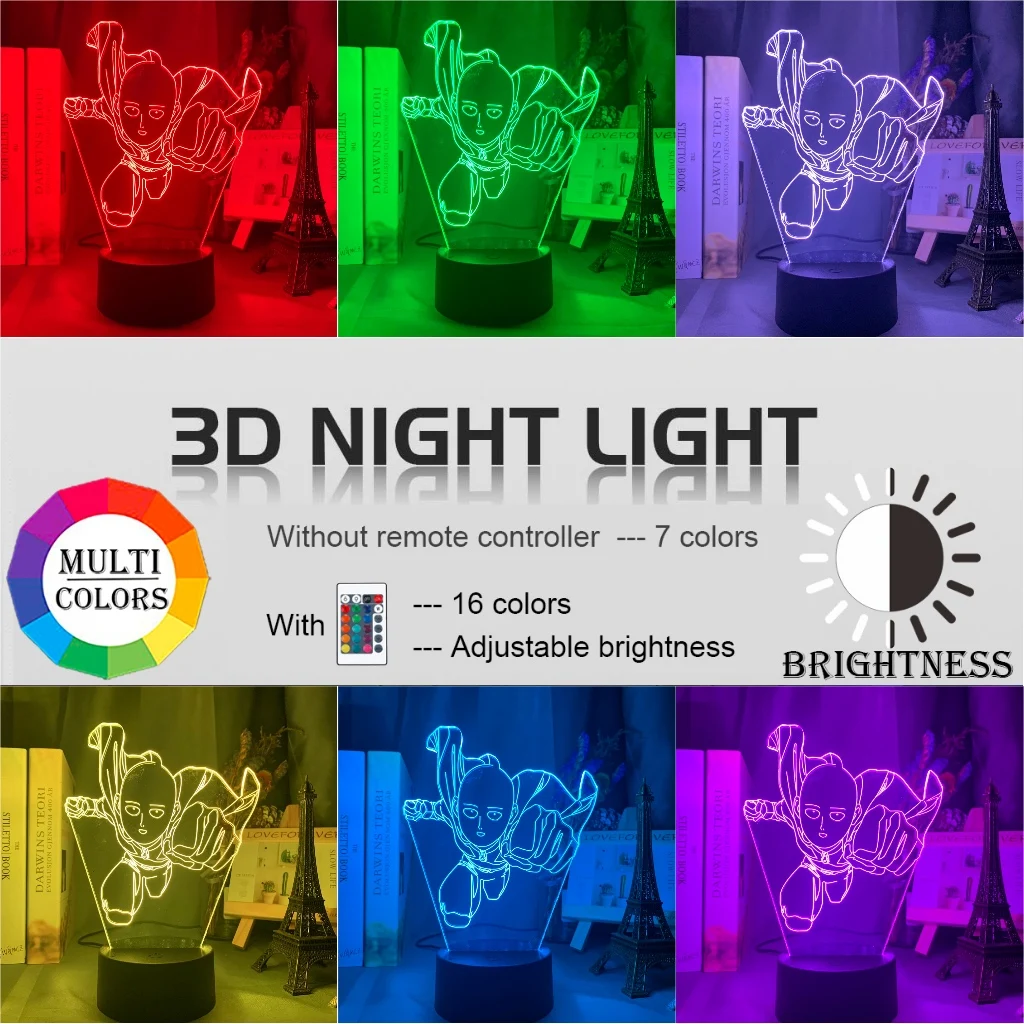 

One Punch Man Sa Yutu LED Night Light Home Decoration Night Light Cool Comic Shop Decoration Acrylic 3D Light Anime light